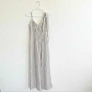 MILK & HONEY White Black Striped V-neck Sleeveless Jumpsuit Size Small Boho